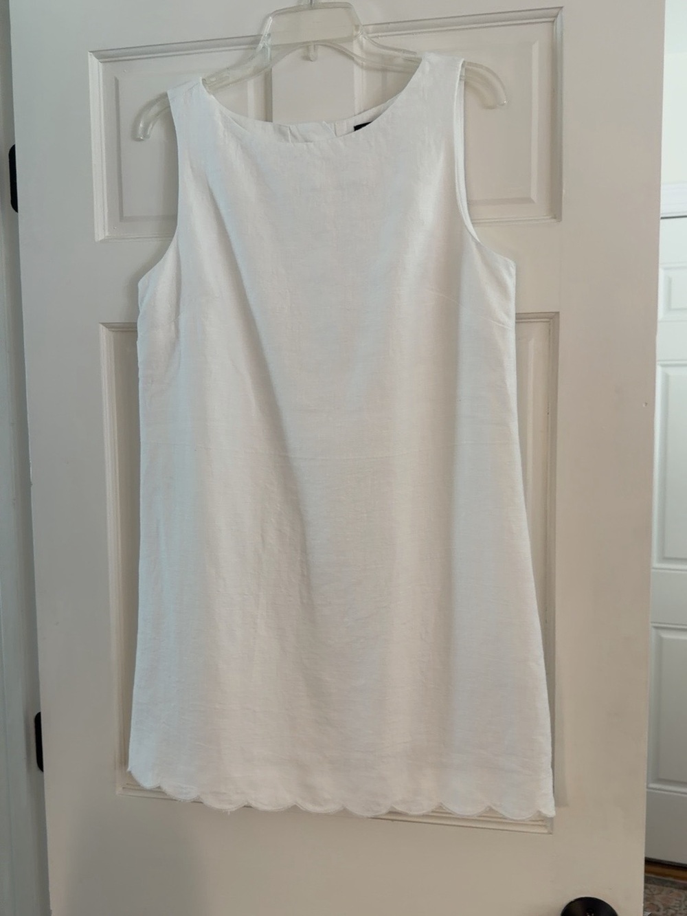J.Crew White Linen Scalloped Shift Dress Size S